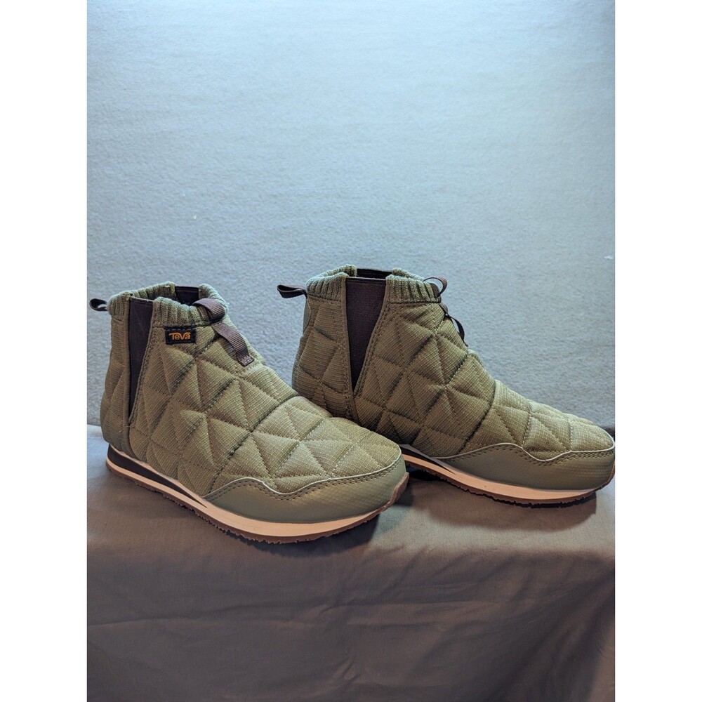 Teva ReEmber Mid Womens US 6 EU 37 Olive Quilted Chelsea Boots New Without Box